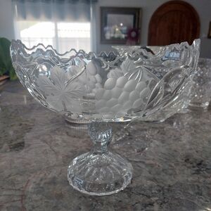 Rare Oval Compote Bowl Antique American Brilliant Cut Glass Crystal make offer.